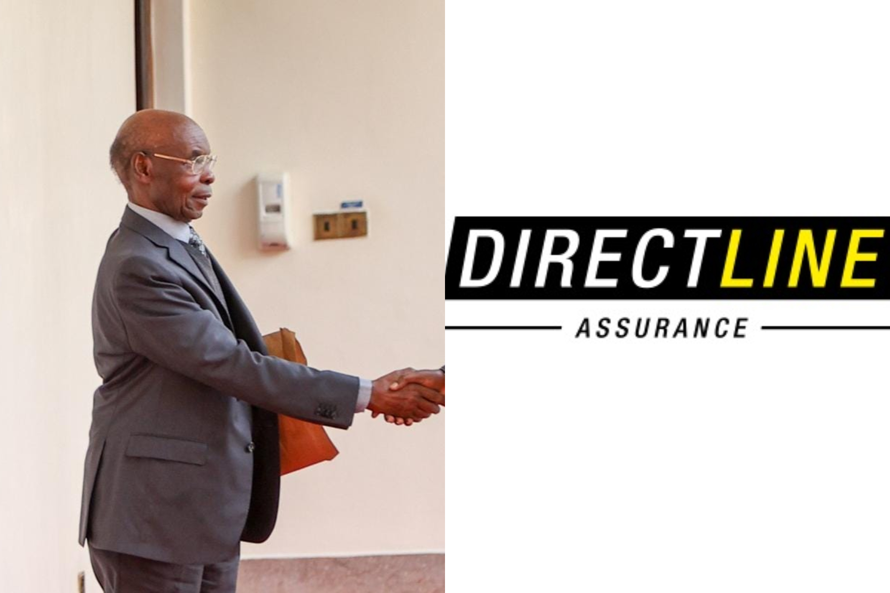 Photocollage of SK Macharia and Directline Assurance Logo.